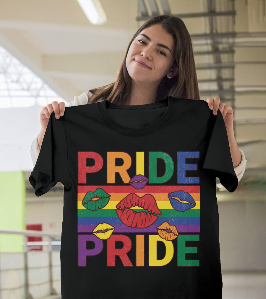Pride Kisses Rainbow Lips Pride T-Shirt