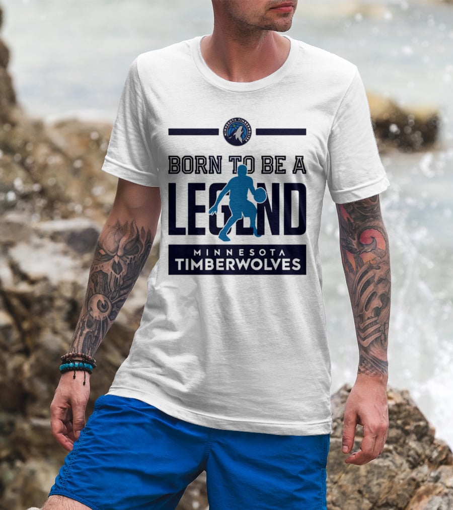 Minnesota Timberwolves Born To Be A Legend With Wolf Logo And Basketball Player T-Shirt