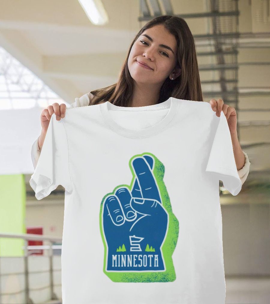 Minnesota Timberwolves Fingers Crossing Foam Hand T-Shirt