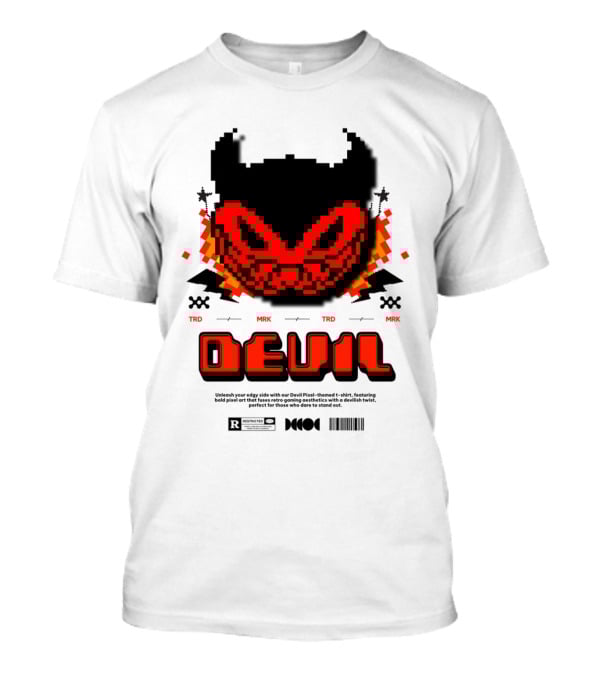 Devil Pixels Trd Mrk Retro Pixel Art Face T-Shirt