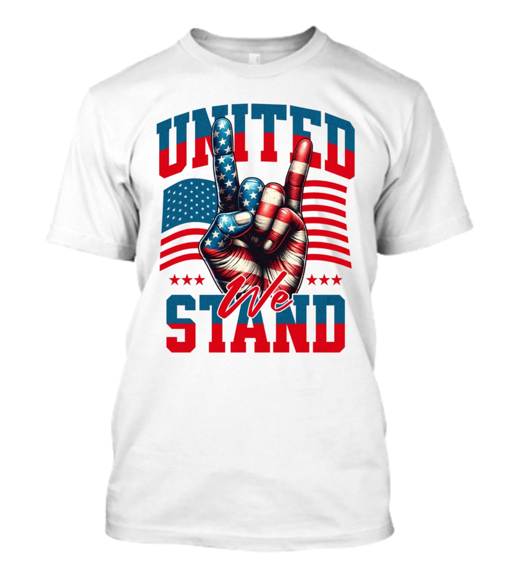 United We Stand American Flag Hand Gesture T-Shirt
