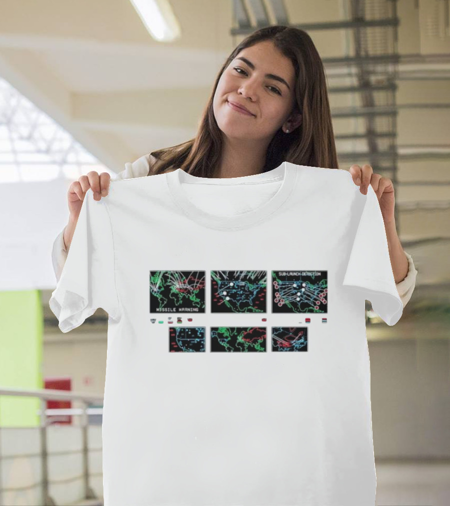 Sub-launch Detection and Missile Warning Visualization Maps T-Shirt