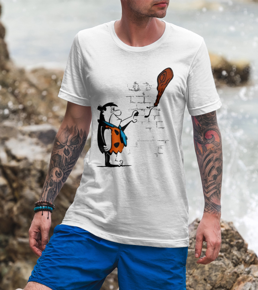 Fred Flintstone Balloon Meat Banksy Mashup T-Shirt