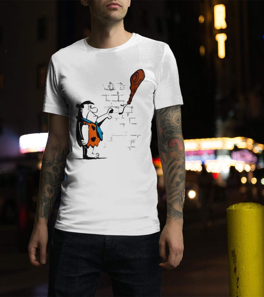 Fred Flintstone Balloon Meat Banksy Mashup T-Shirt