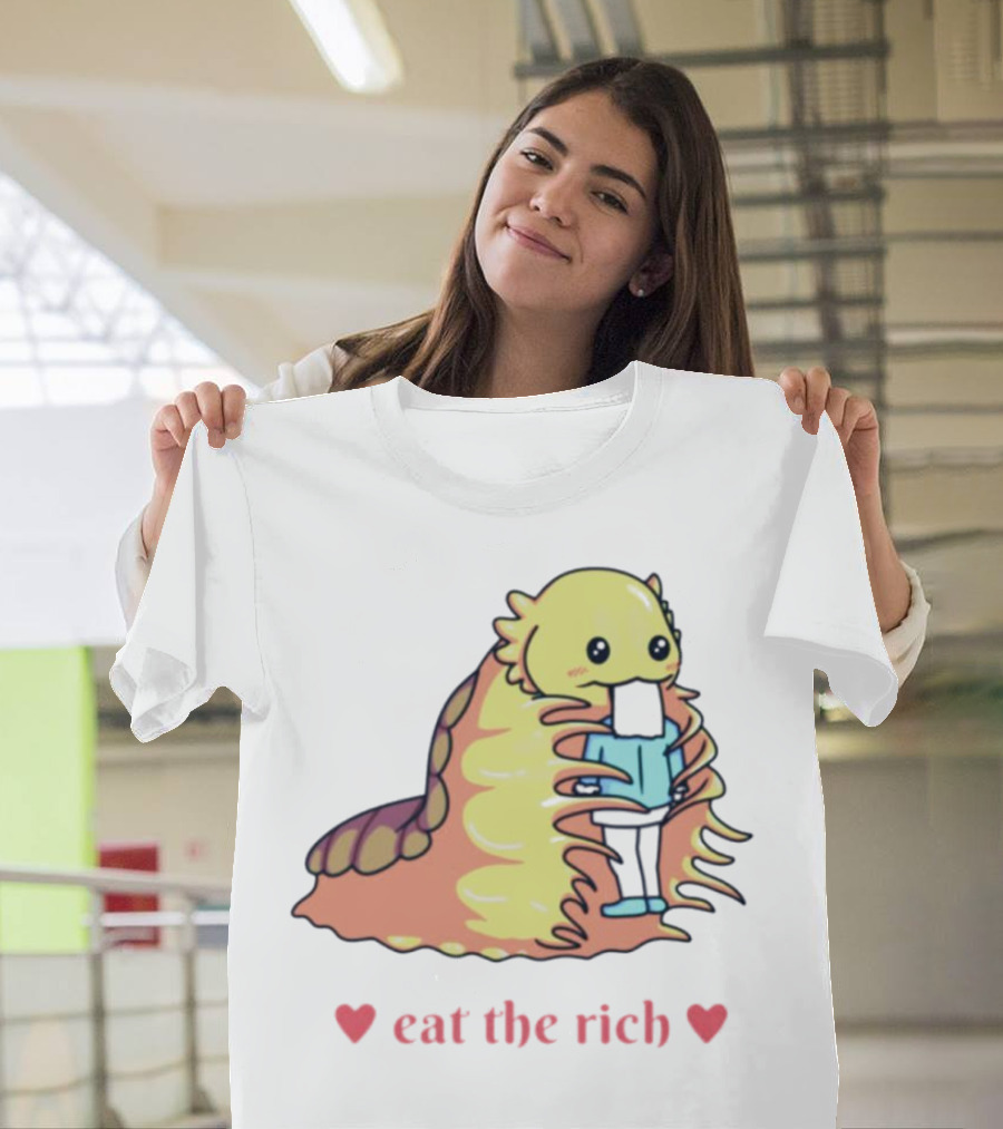 Heart Eat The Rich Space Slug Hugging Person T-Shirt