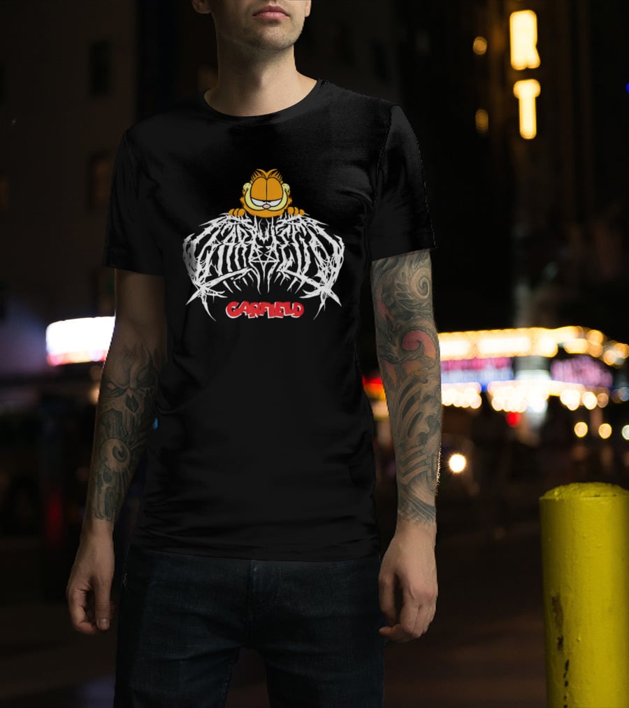 Garfield Death Metal Logo With Garfield T-Shirt