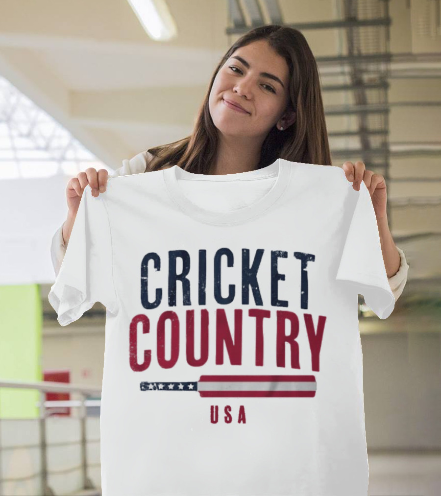 Cricket Country USA American Flag Bat T-Shirt