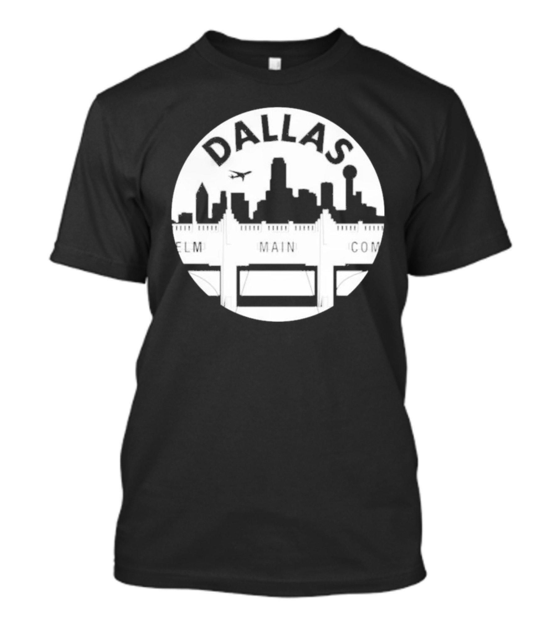Triple Underpass Elm Main Commerce Dallas Skyline T-Shirt