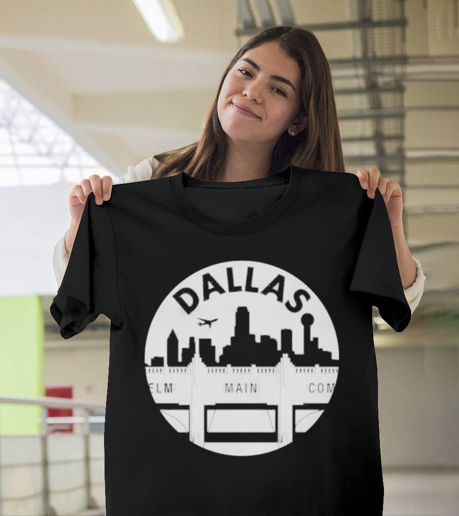 Triple Underpass Elm Main Commerce Dallas Skyline T-Shirt