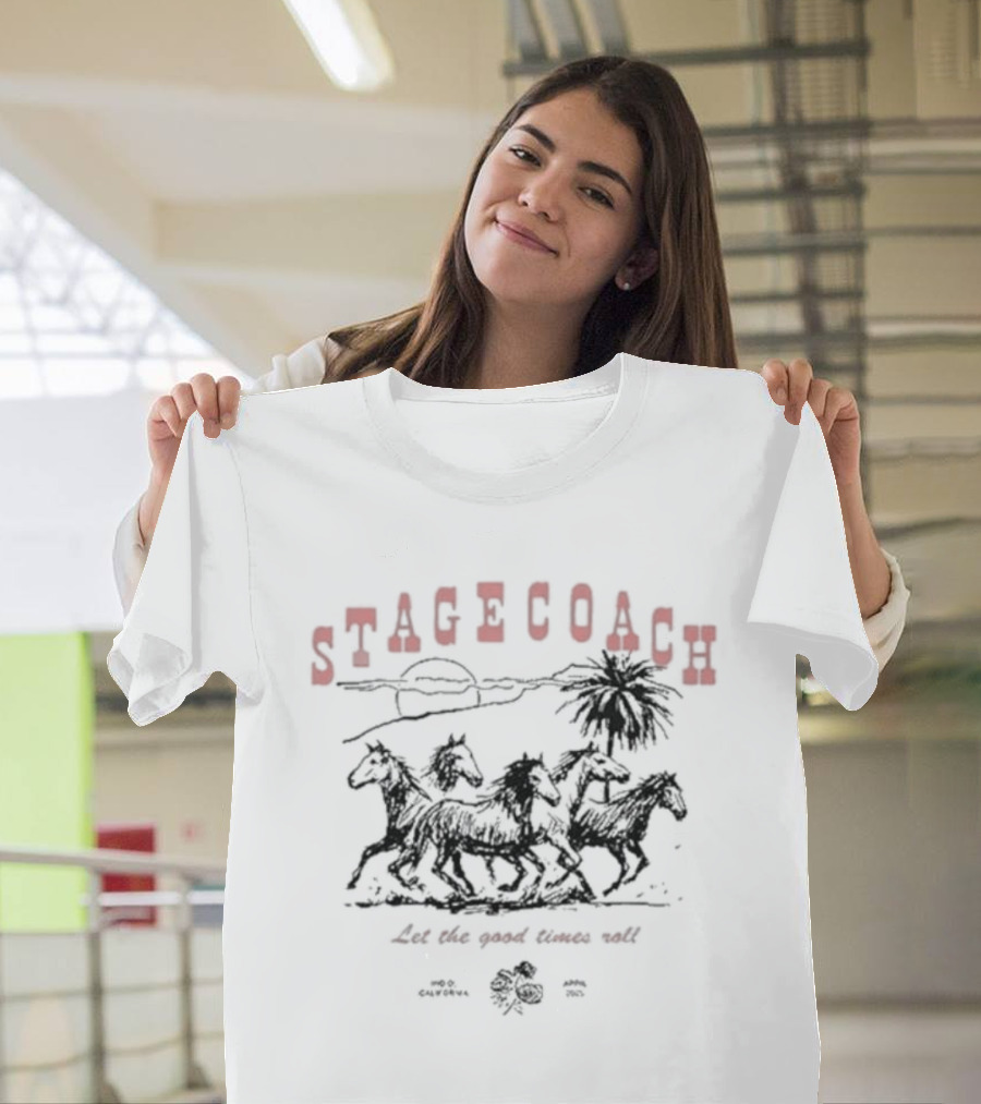 Stagecoach Horses Let The Good Times Roll Desert Scene Palm Sun T-Shirt