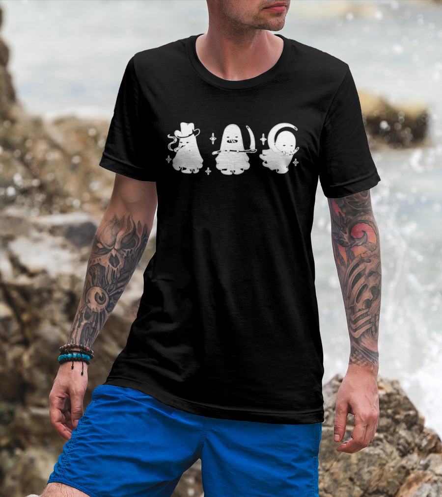 Cowboy Ghosts With Scythe And Crescent Moon T-Shirt