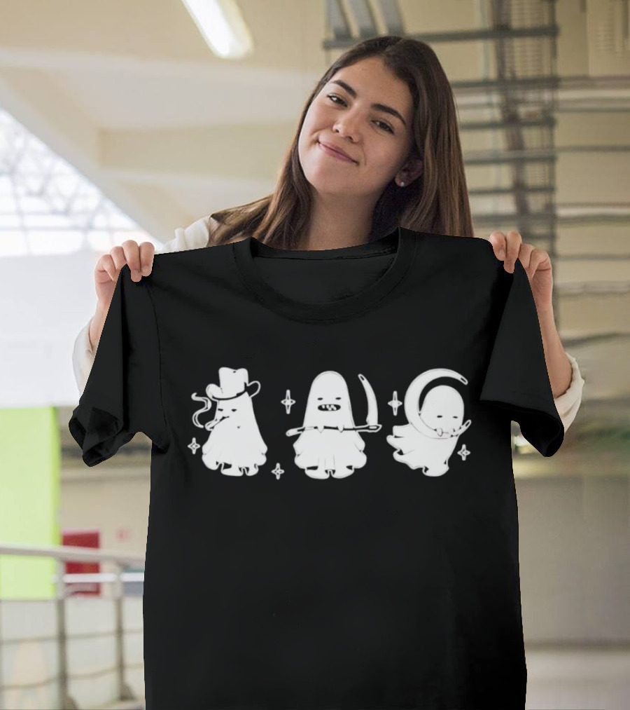 Cowboy Ghosts With Scythe And Crescent Moon T-Shirt