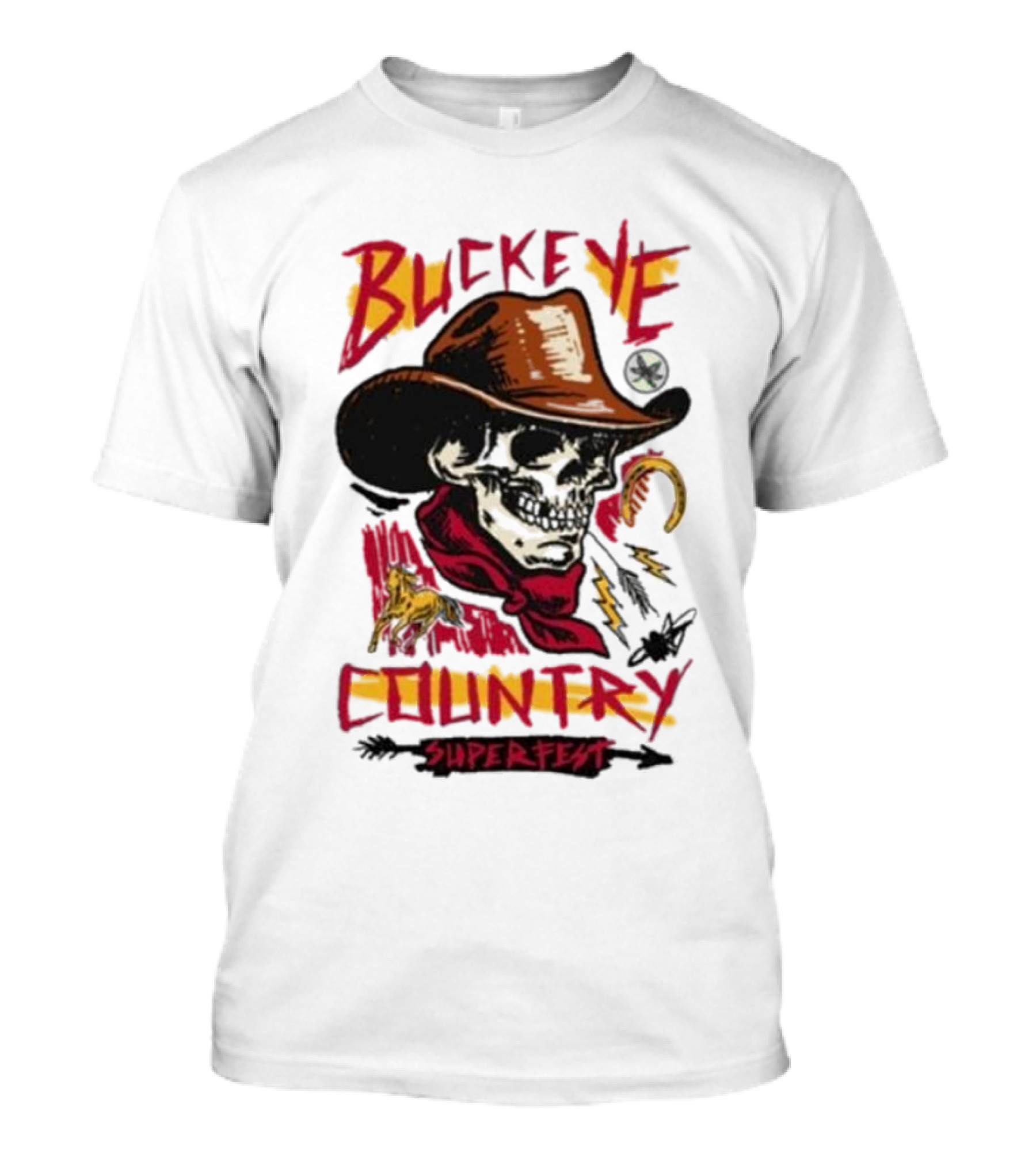 Buckeye Country Superfest Skeleton Cowboy With Horse And Lasso T-Shirt