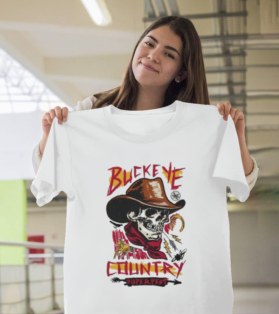 Buckeye Country Superfest Skeleton Cowboy with Horse and Lasso T-Shirt
