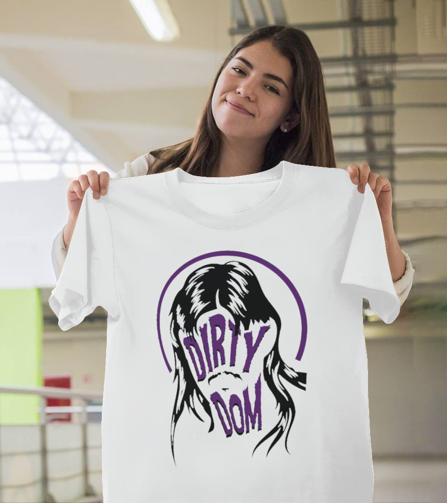 Dirty Dom Mullet Retro Style Black and Purple T-Shirt