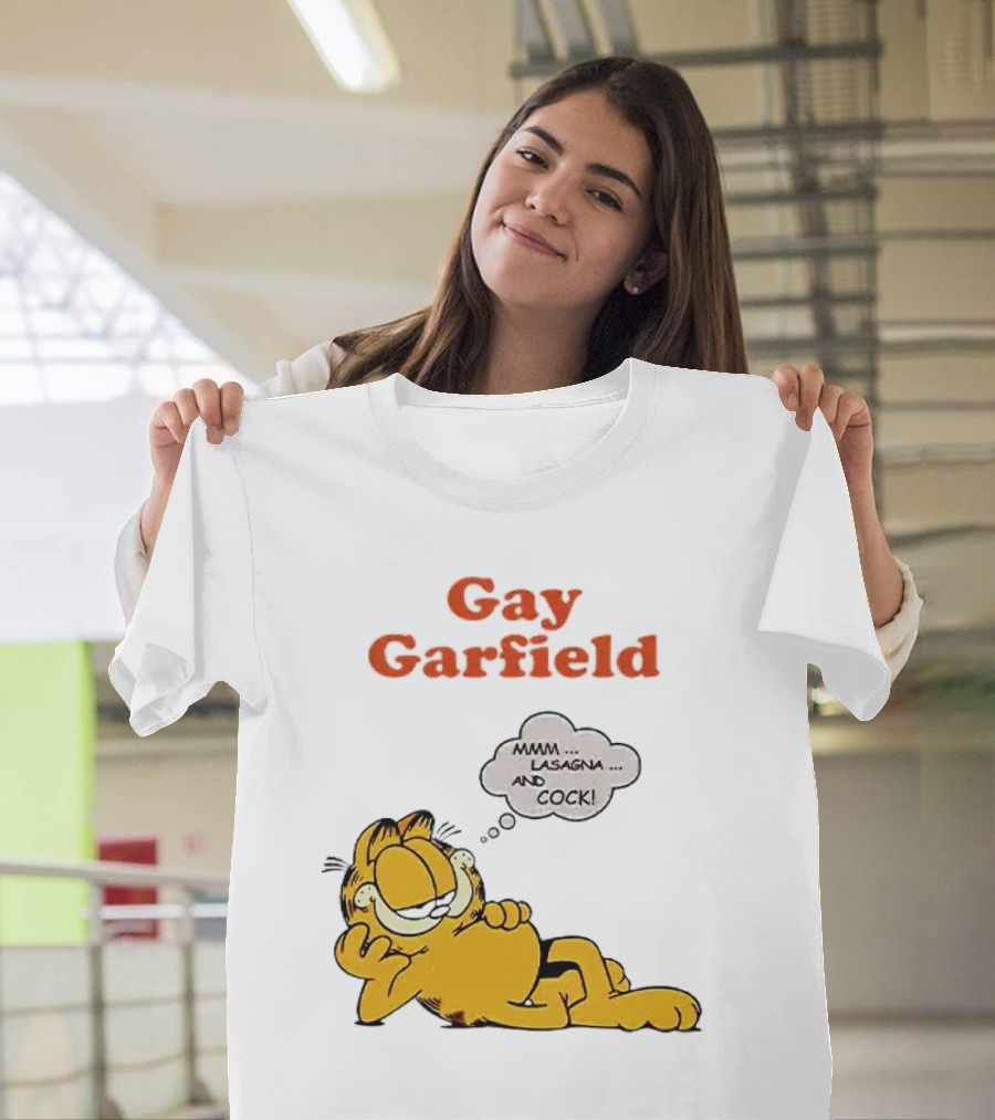 Gay Garfield Mmm Lasagna and Cock Meme T-Shirt