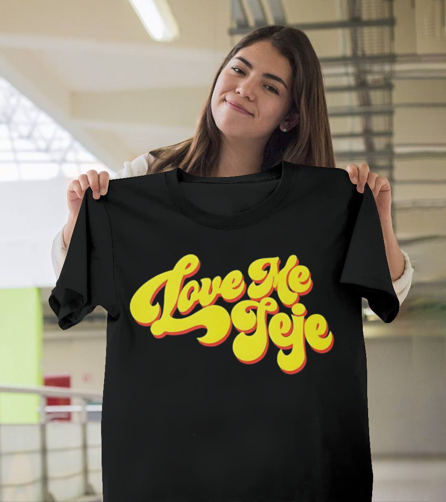 Love Me Jeje Retro Style Text Yellow And Red Groovy Font T-Shirt