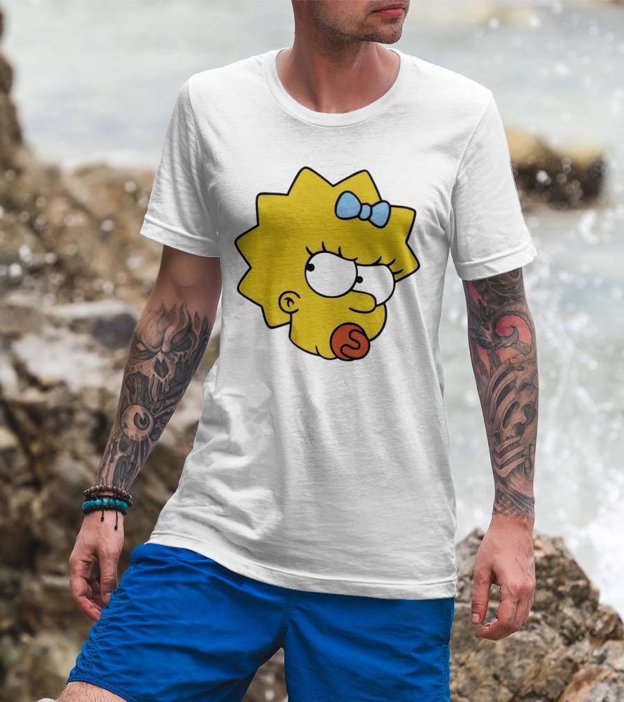 Manicita The Simpsons Maggie Angry Face With Pacifier And Bow T-Shirt