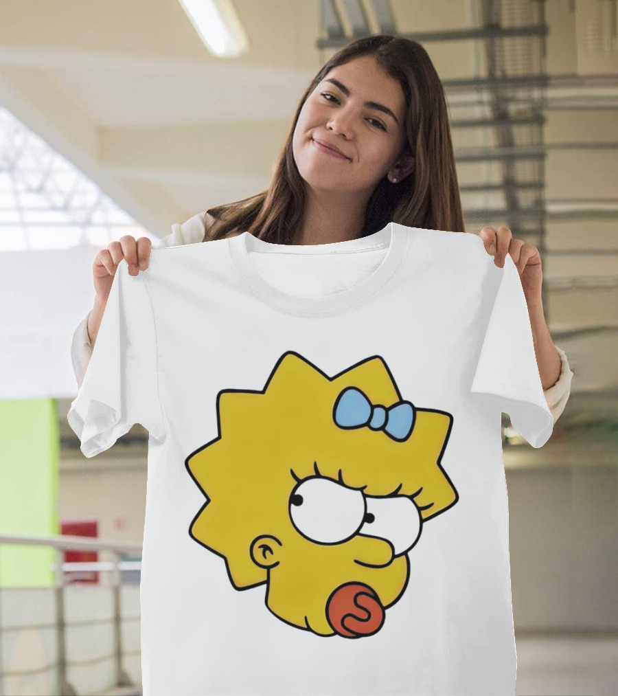 Manicita The Simpsons Maggie Angry Face With Pacifier And Bow T-Shirt