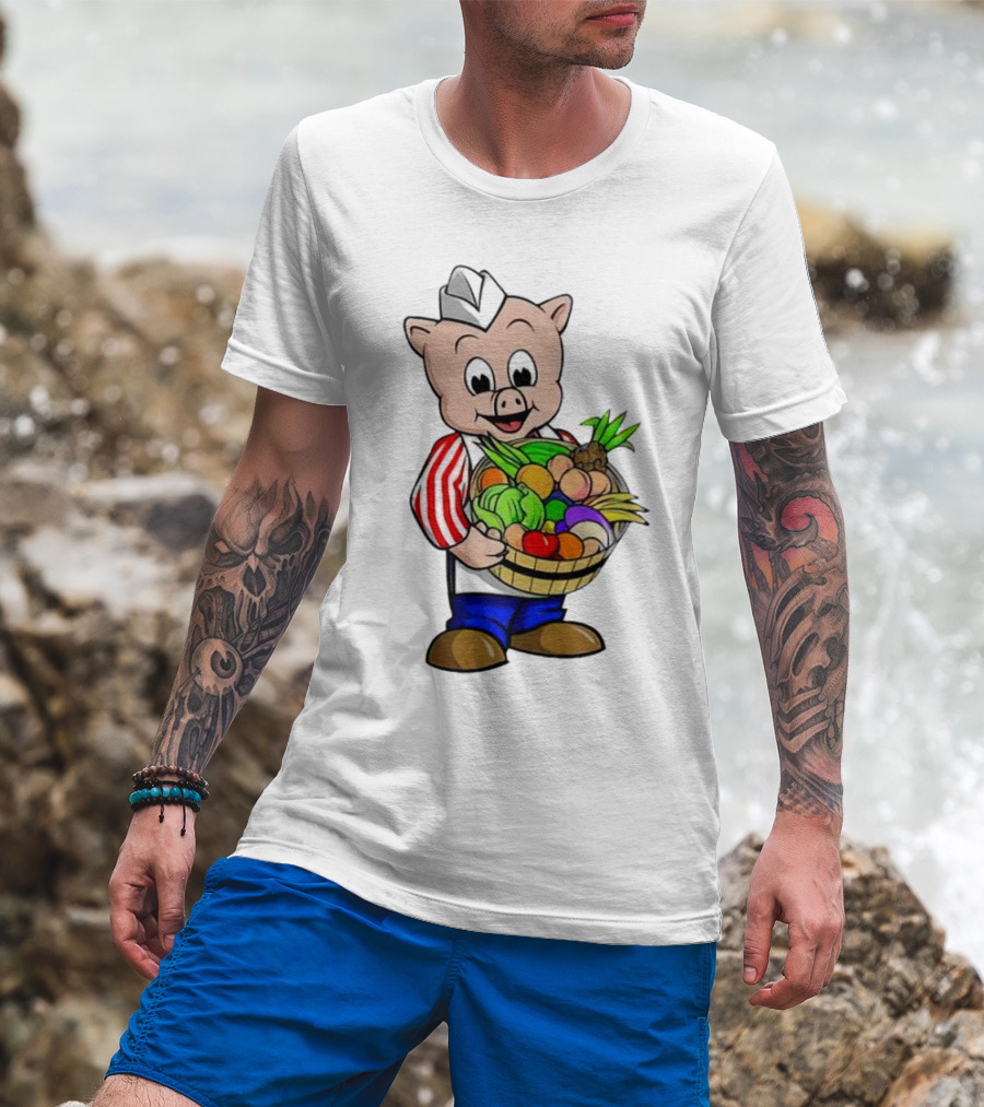 Piggly Wiggly Palmetto Pig With Basket Of Fresh Vegetables T-Shirt