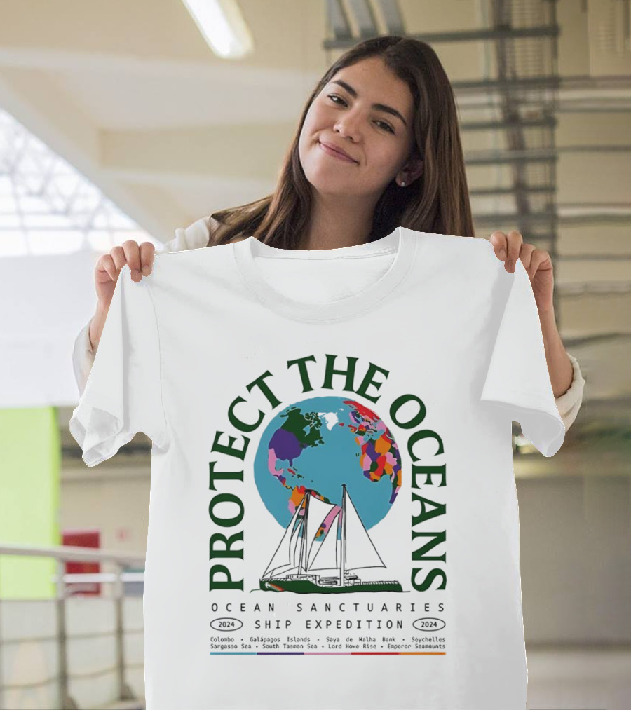 Protect the Oceans Ocean Sanctuaries Ship Expedition 2024 Galápagos Islands Seychelles Sargasso Sea South Tasmans Sea T-Shirt