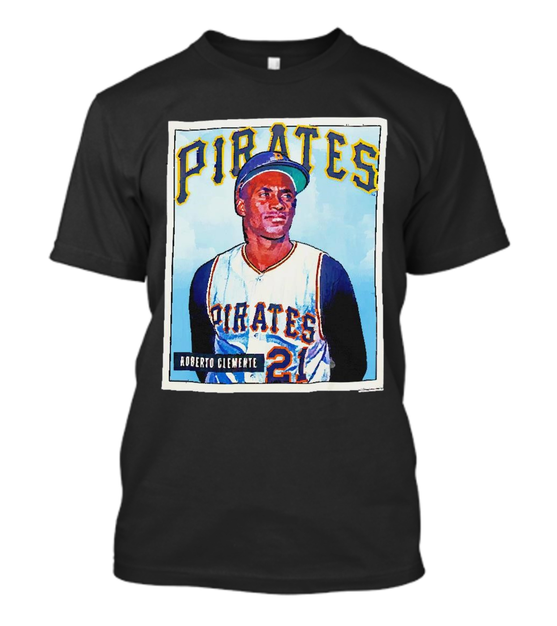 Roberto Clemente 21 Pittsburgh Pirates Mitchell And Ness Cooperstown Vintage Baseball Card T-Shirt