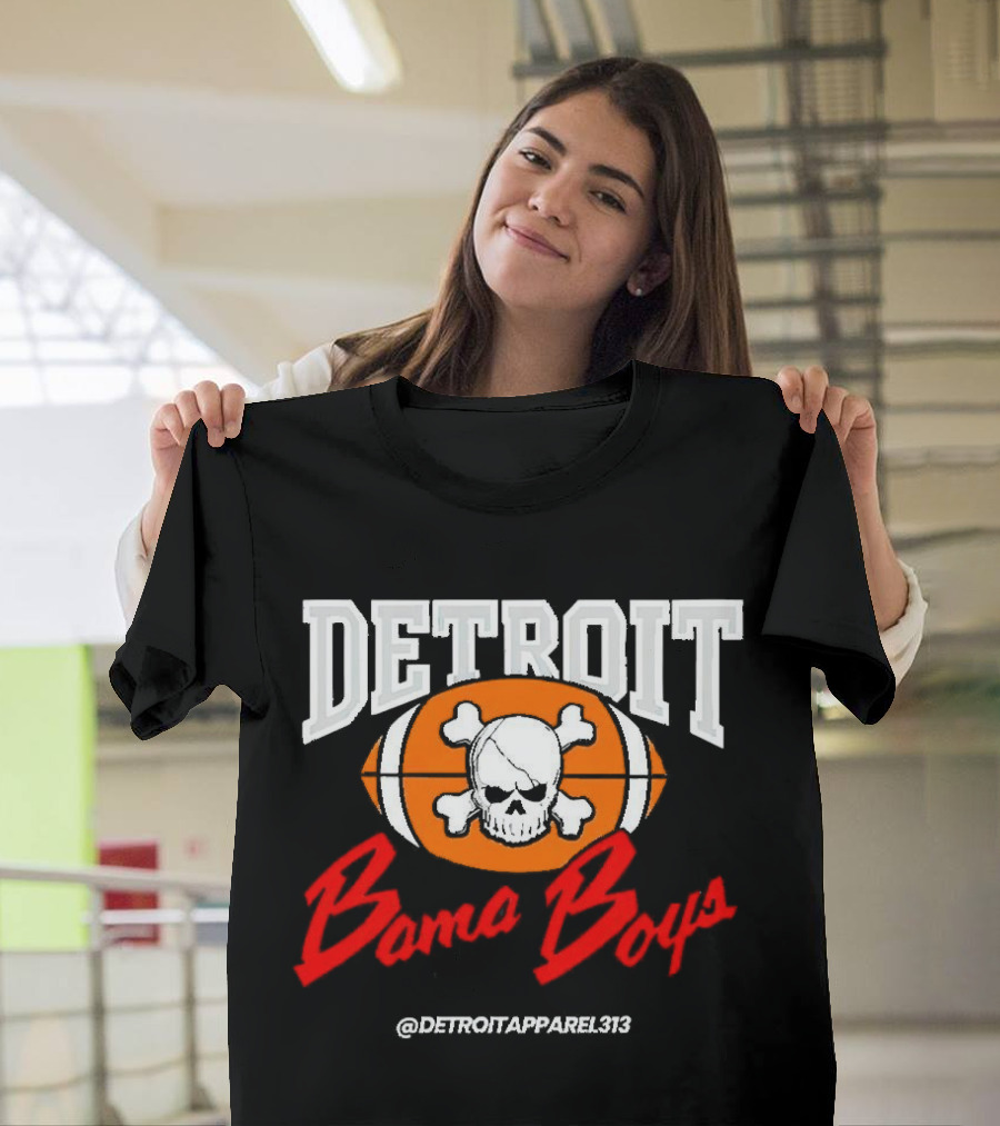 Detroit Bama Boys Skull Football @DetroitApparel313 T-Shirt