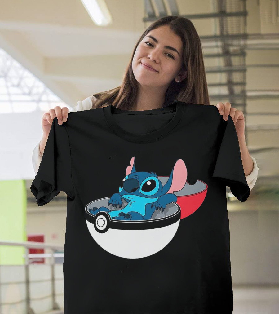 The Stitch Relaxing In Poké Ball Fusion Concept T-Shirt