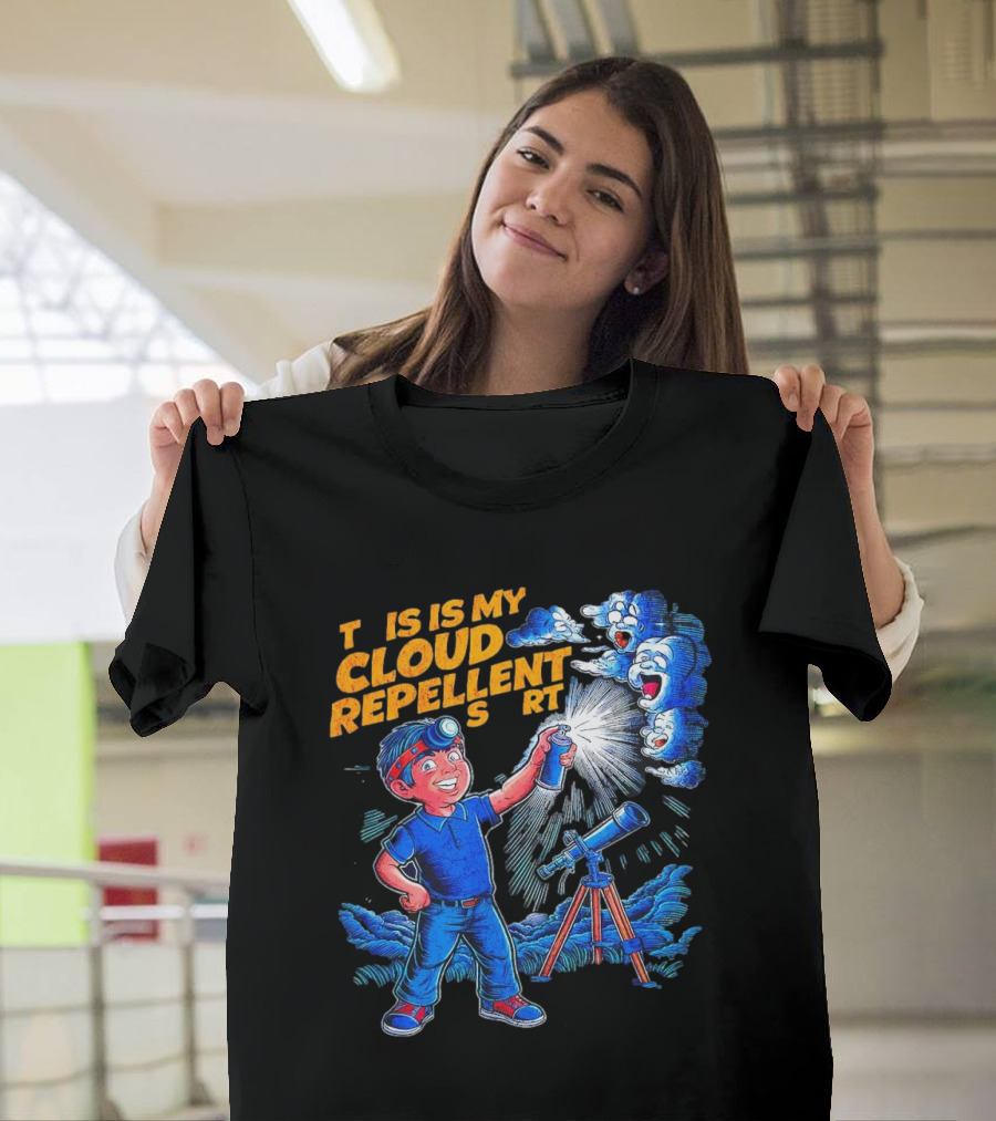 Funny Stargazing with Cloud Repellent Spray and Telescope T-Shirt