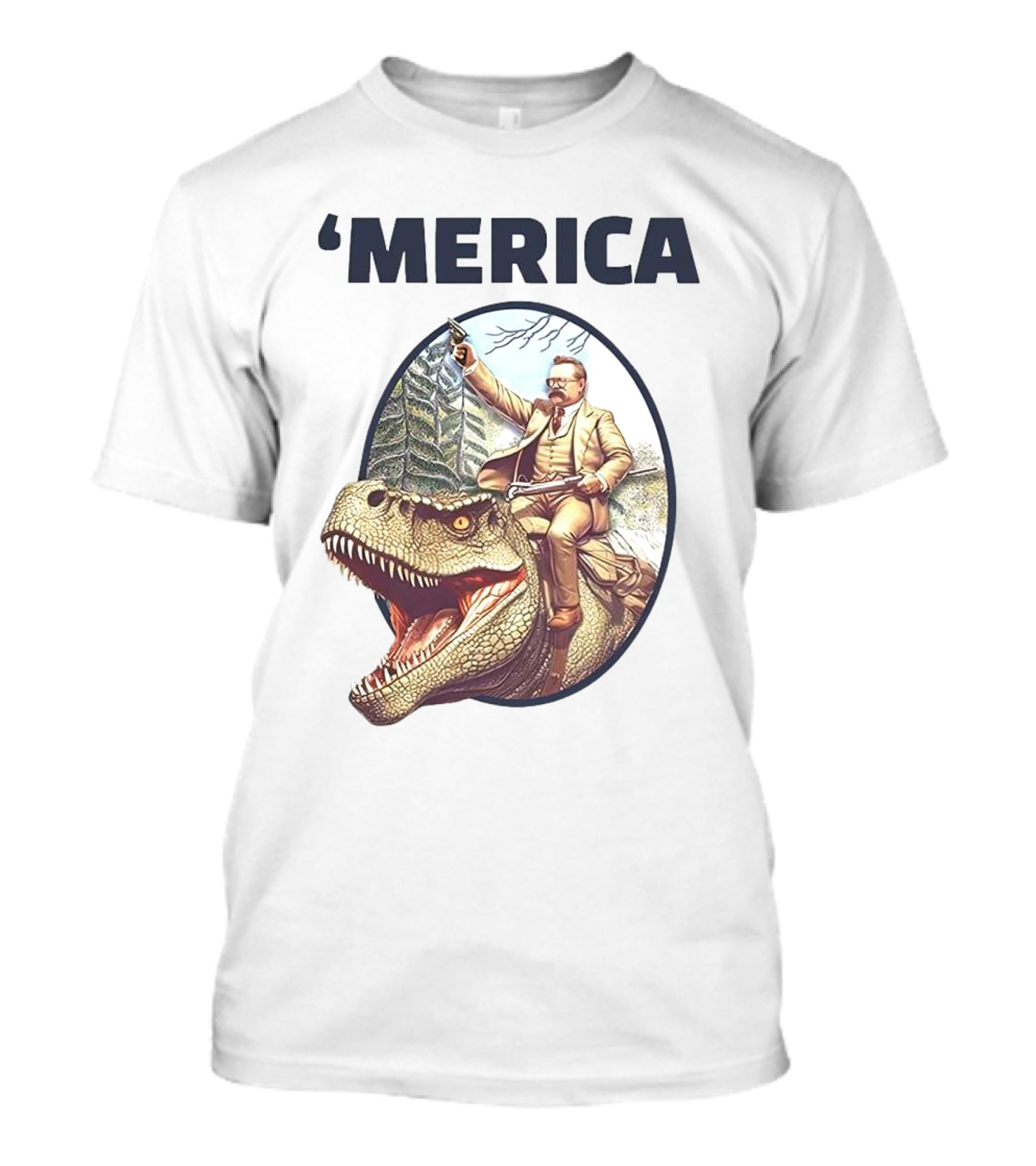 'Merica Chris Long Teddy Roosevelt Riding Allosaurus T-Shirt