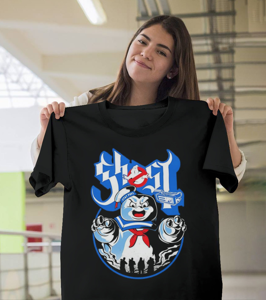 Stay Puft Marshmallow Man Ghostbusters Inspired with Ghostbusters Logo T-Shirt