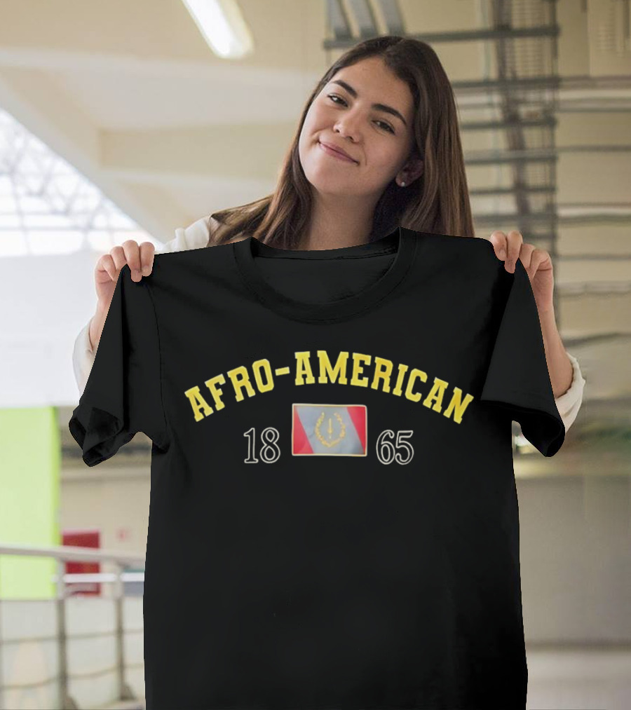 Afro American Heritage 1865 Emblem With Vintage Flag T-Shirt