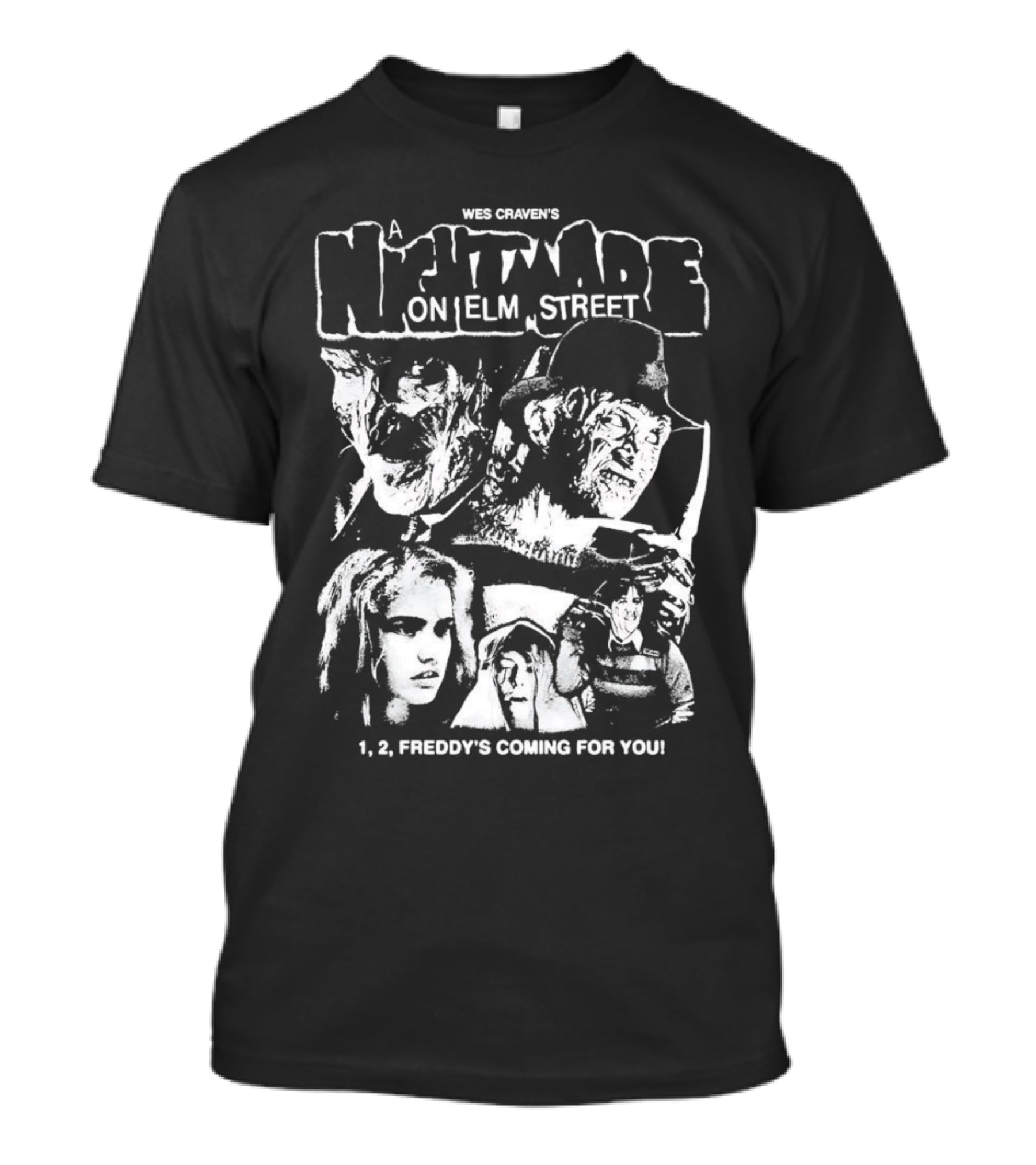 Wes Craven's A Nightmare On Elm Street 1, 2, Freddy's Coming For You T-Shirt