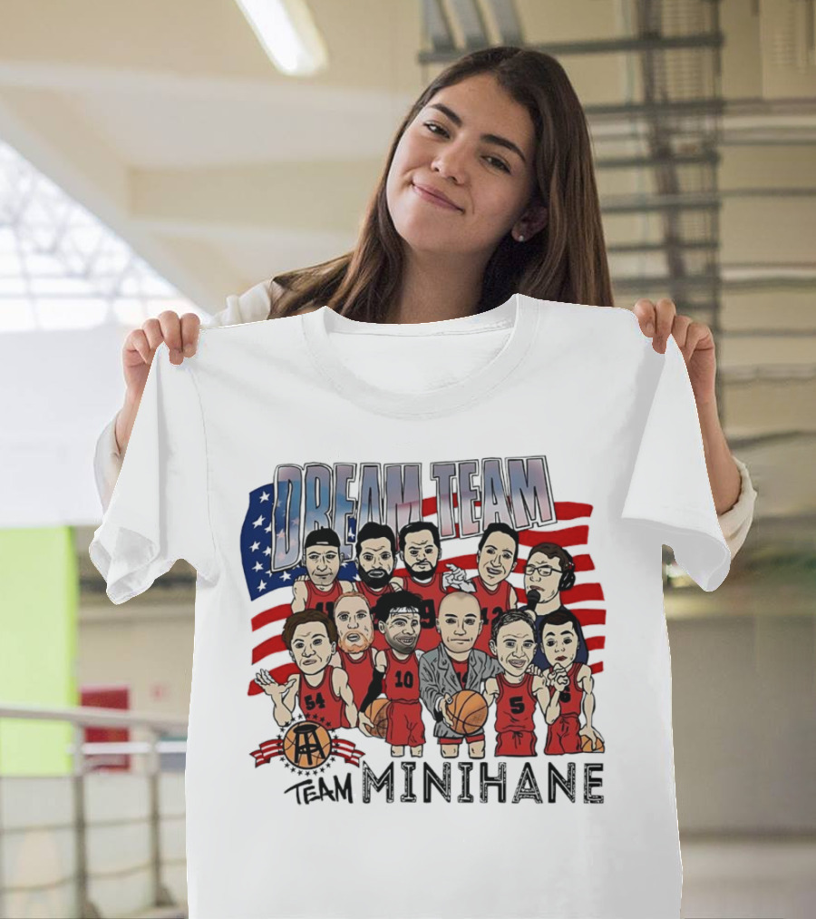 Dream Team Minihane Basketball USA Flag Characters T-Shirt
