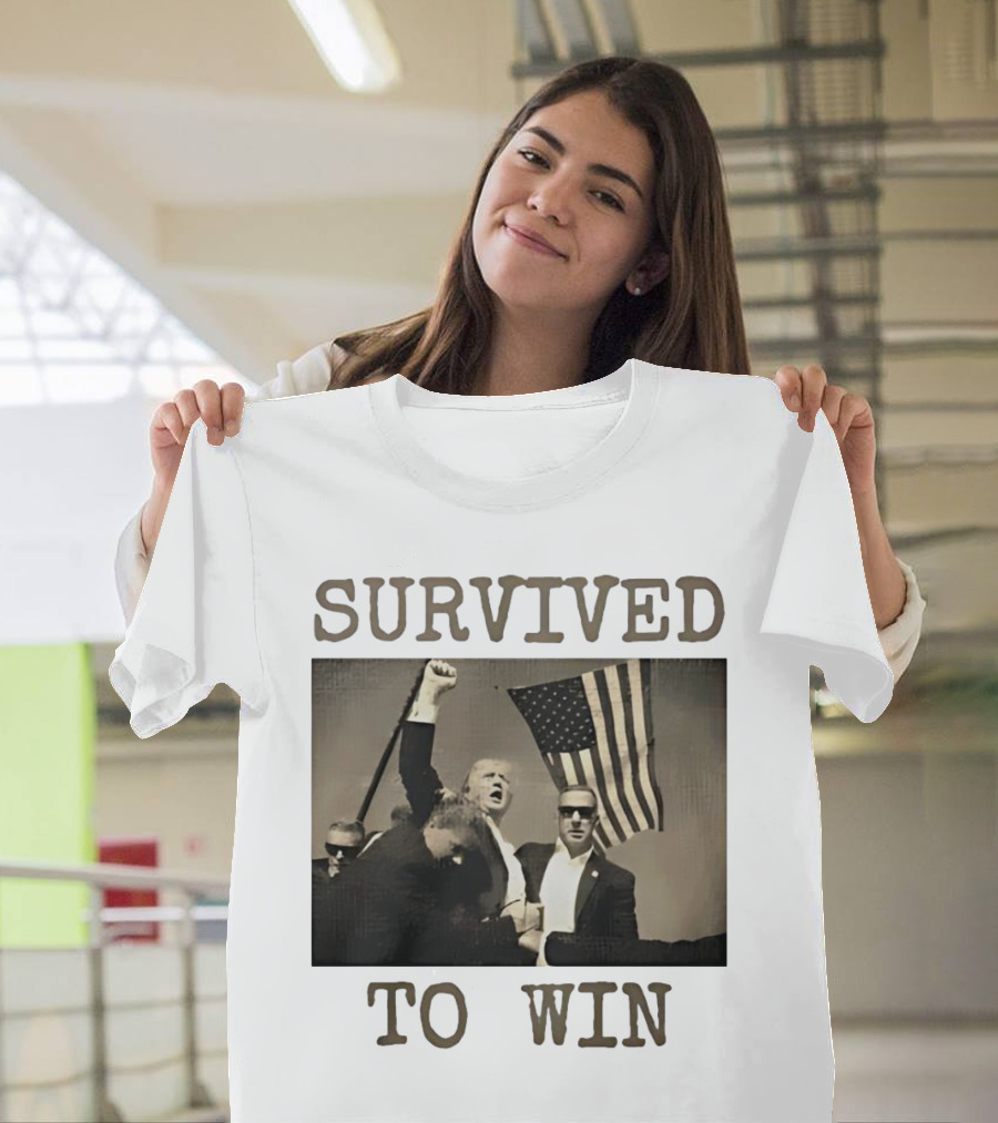 Survived to Win Trump American Flag T-Shirt