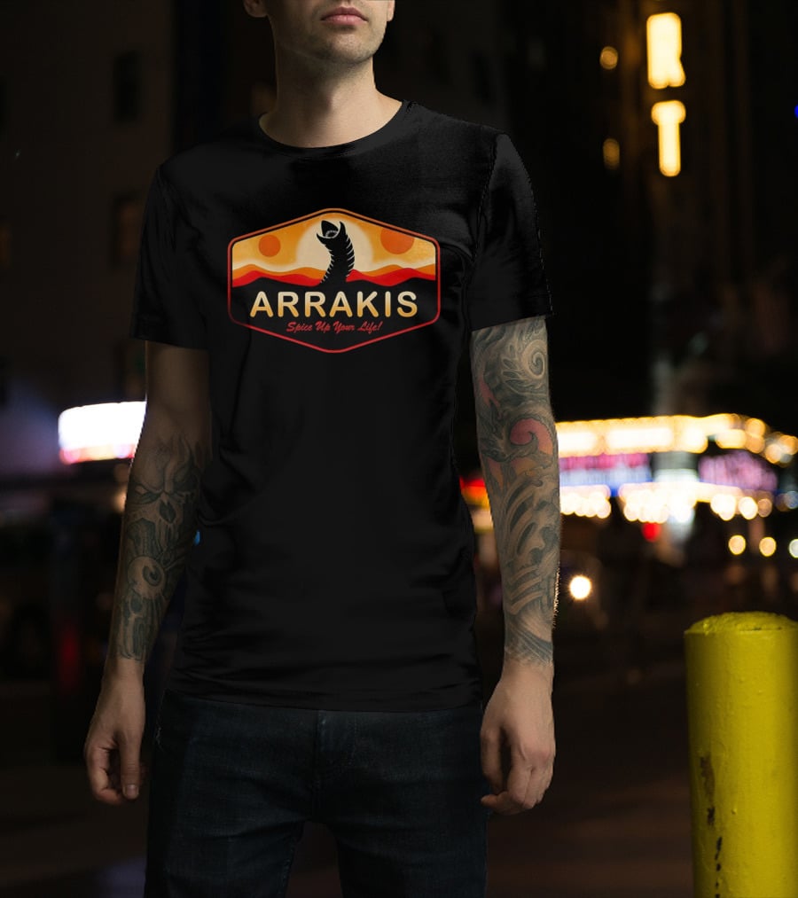 Arrakis Spice Up Your Life Dune Sandworm Desert Scene T-Shirt