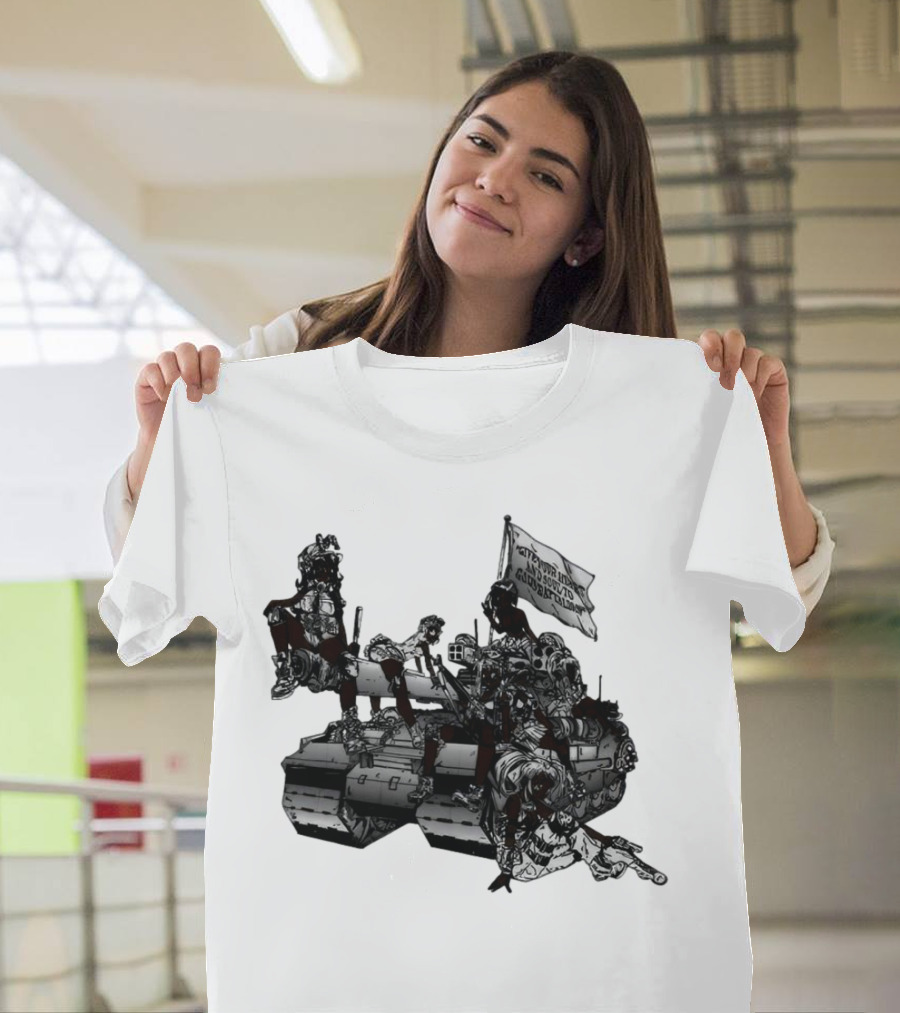 Gods Battalion Cloud White Ebony Battalion Tank with Warriors and Flag T-Shirt