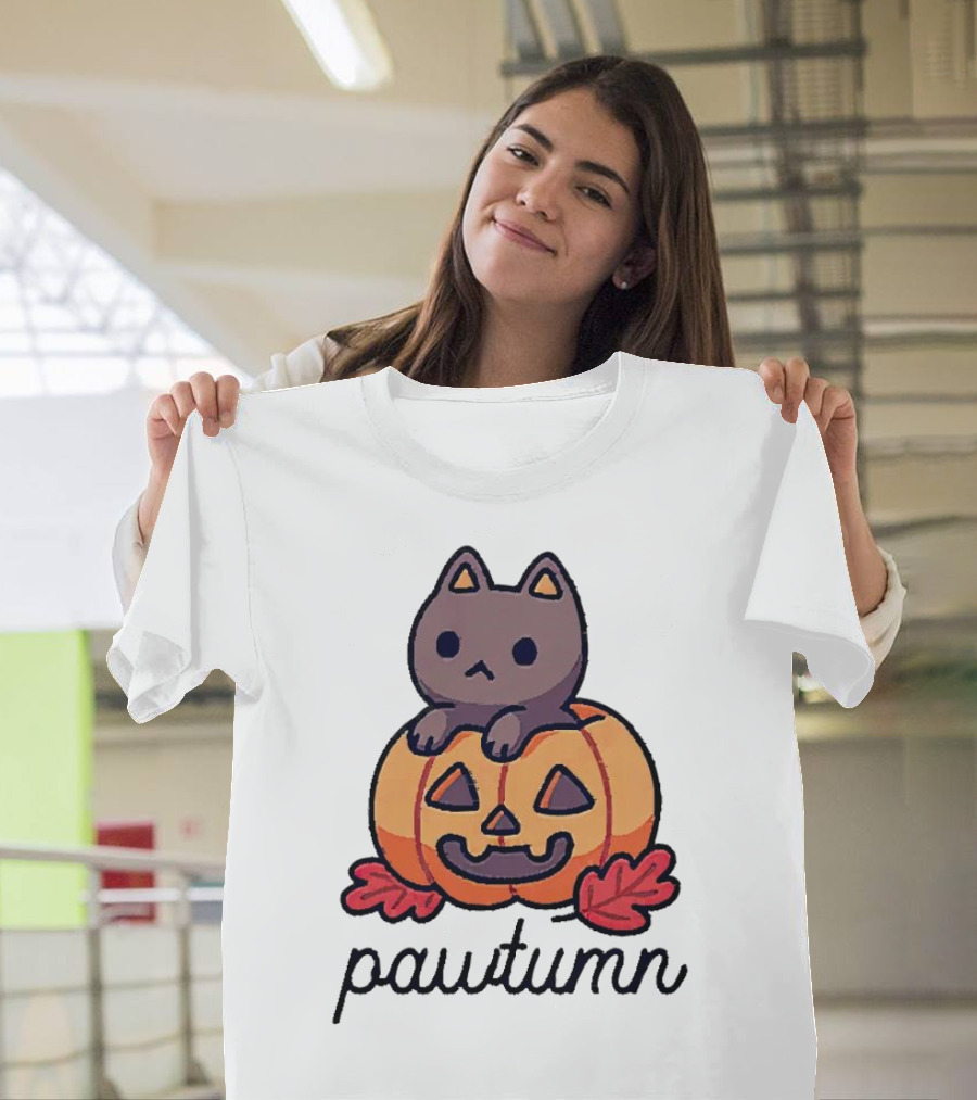 Halloween Cat Pawtumn Pumpkin T-Shirt