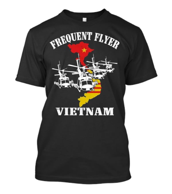 Frequent Flyer Helicopter Vietnam Map With Star And Stripes T-Shirt