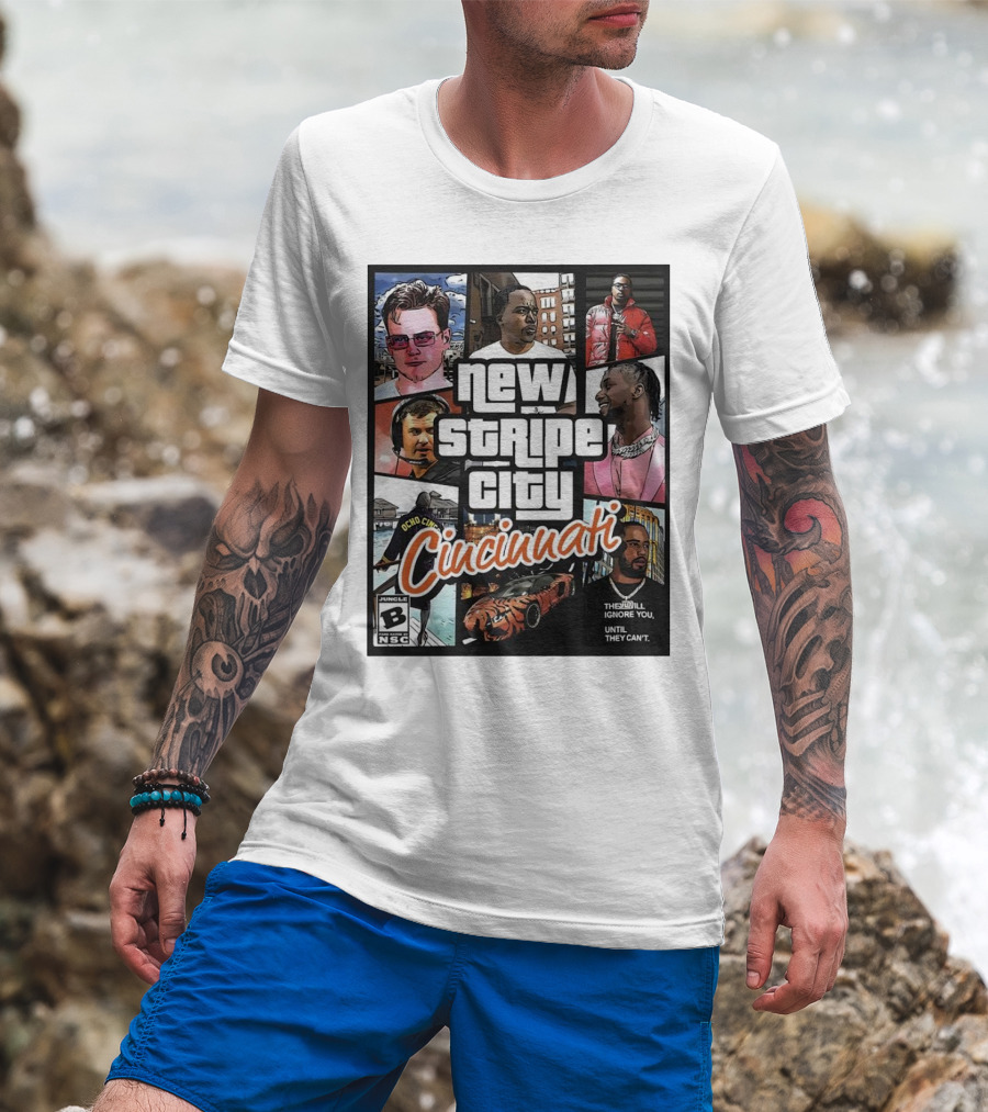 New Stripe City Cincinnati Icons Comic Style NFL T-Shirt