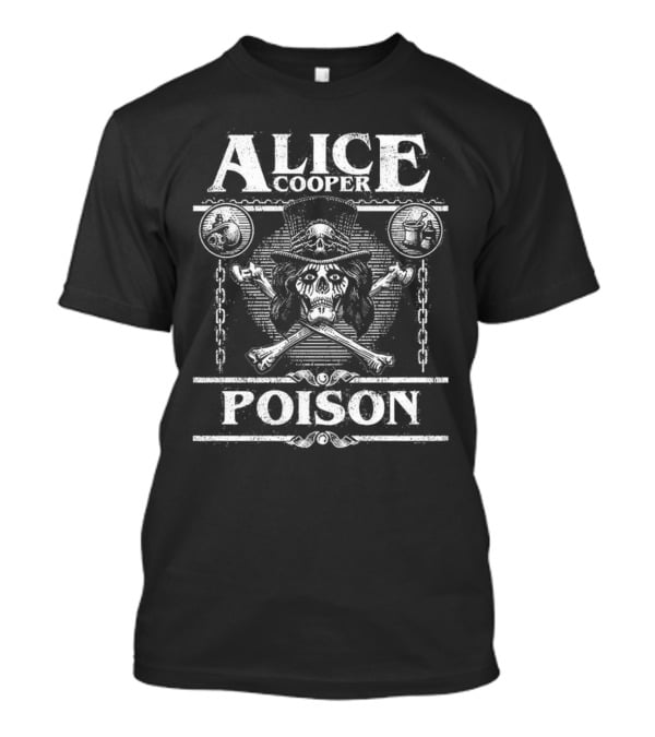 Alice Cooper Skull Chains Poison Crossbones Hat T-Shirt