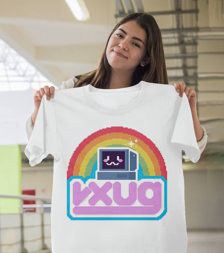 Rainbow Vxug Pixel Art Retro Computer T-Shirt