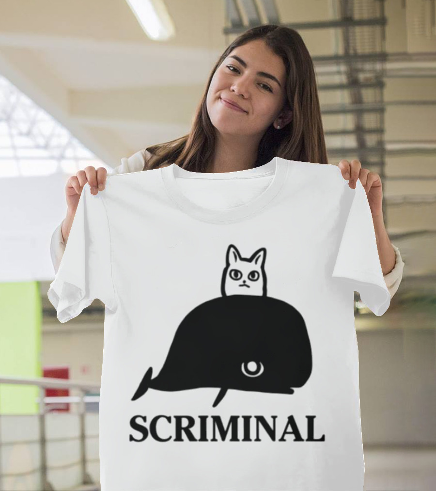 Scriminal Cat On Whale T-Shirt