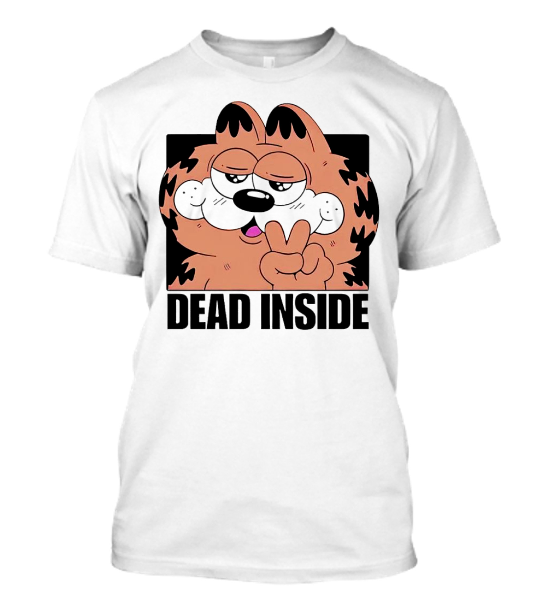Garfield Dead Inside Peace Sign Iconic Meme T-Shirt