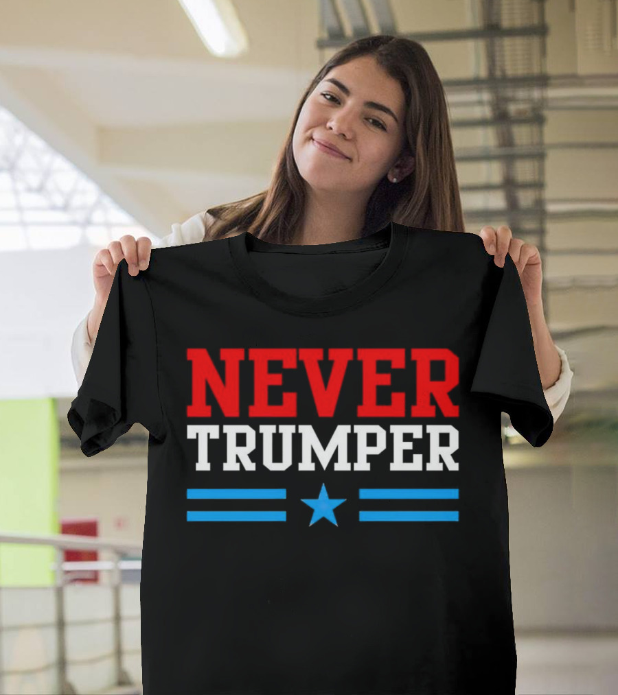 NEVER TRUMPER Red White Blue Star Stripes T-Shirt