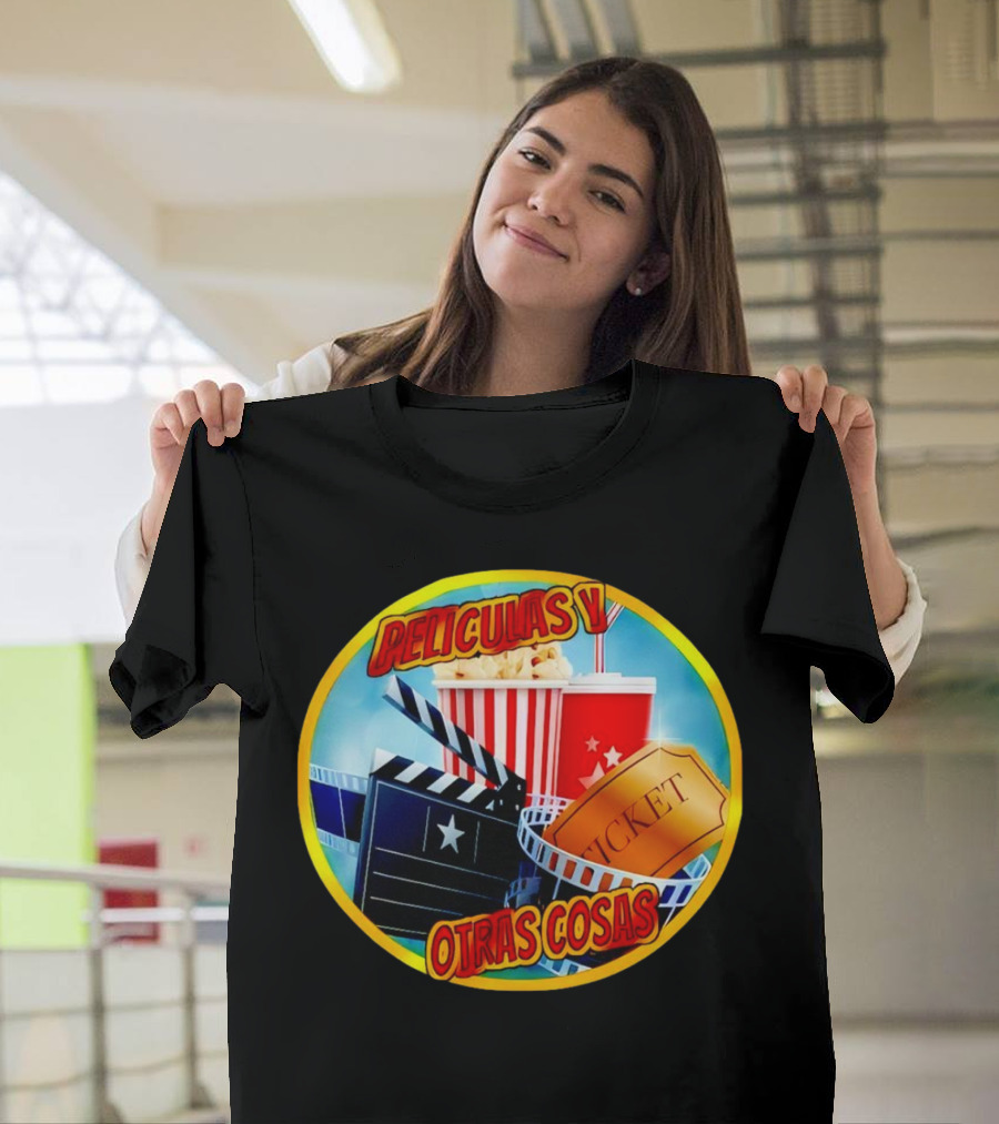 Peliculas Y Otras Cosas Con Claqueta, Palomitas, Ticket, Refresco Y Cine T-Shirt