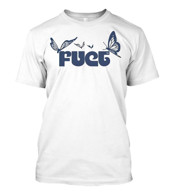 Fuct Butterfly Bold Text With Blue Butterflies T-Shirt