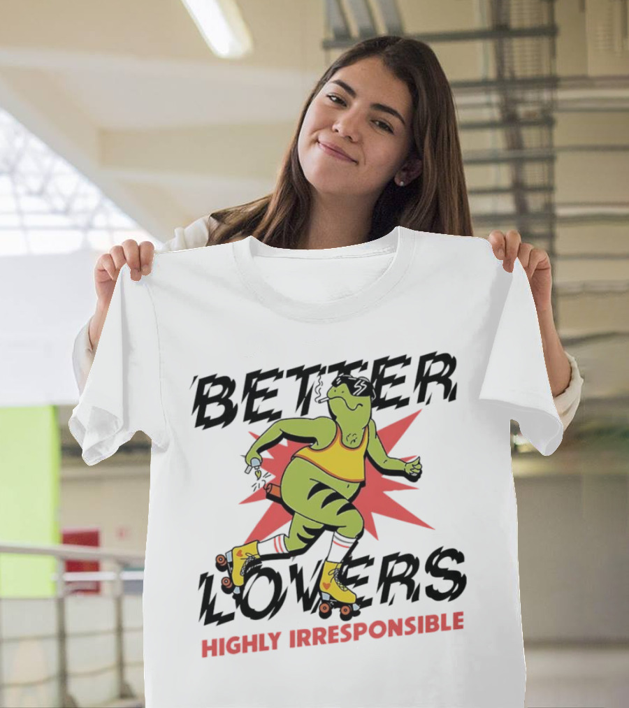 Better Lovers Highly Irresponsible Roller Skating Dinosaur on Yellow Wheels T-Shirt