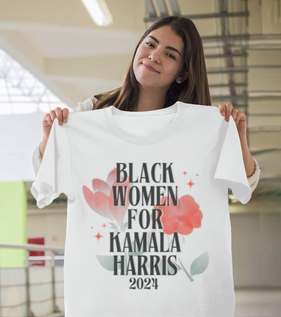 Black Women for Kamala Harris 2024 Floral Supporters T-Shirt