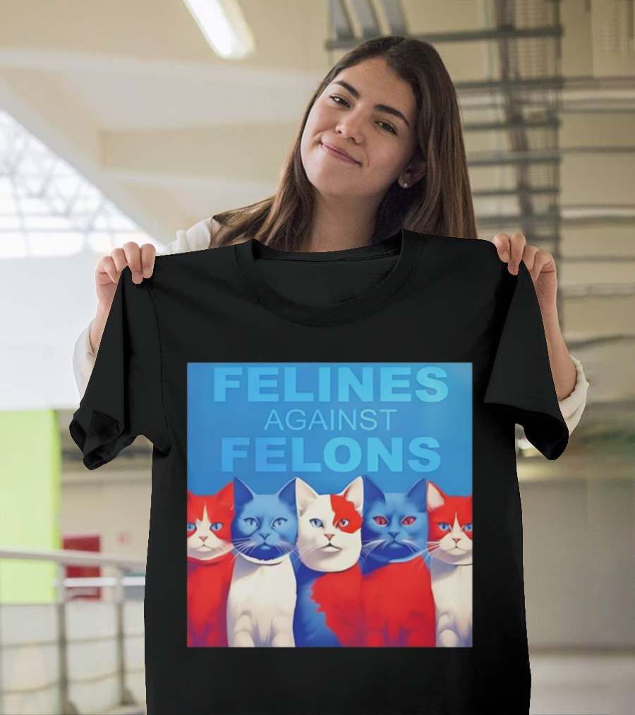 Felines Against Felons 2024 Cats Red White Blue T-Shirt